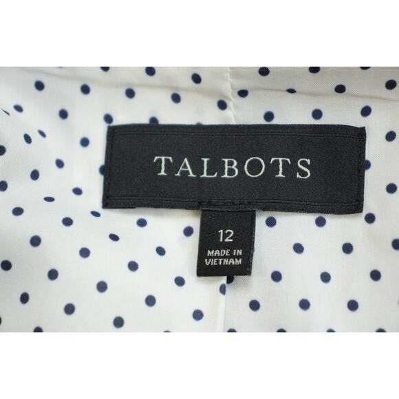 Talbots Blazer Womens Size 12 Blue Cotton Blend Collarless One Button Lined - Picture 8 of 9